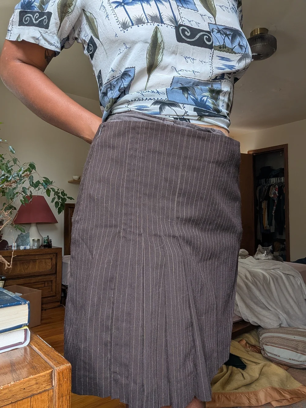 Mossimo Supply Co. Brown Pinstripe Mini Skirt